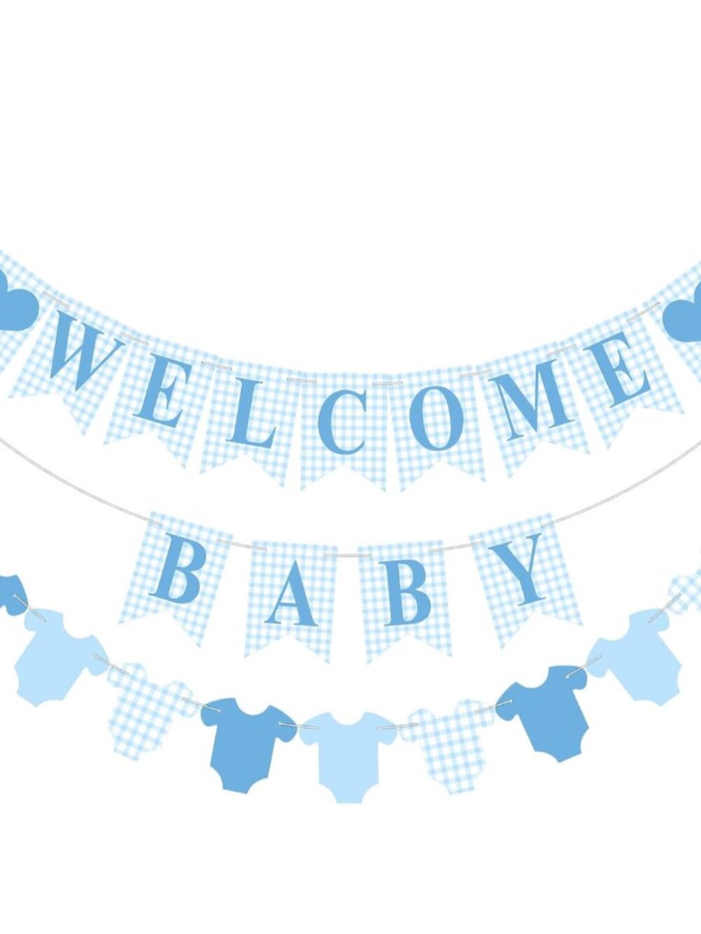Welcome Baby Bodysuit Banner for Baby Shower Decorations, Blue
